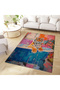 North Collection Blue Bathtub Tiger Patterned Woven Base Decorative Carpet North41