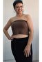 Light Light Brown Combed Cotton Viscose Strapless Crop Athlete Badi T-Shirt - 3