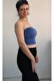 Indigo Combed Cotton Viscose Strapless Crop Badi Athlete T-Shirt - 2