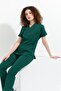 Happiness Spaniard - Stretch Fabric Doctor Nurse Scrubs Uniform Surgical Set (WOMEN), Dark