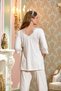 25137 Women's Cream Elbow Sleeve Lace Detailed Maternity Pajama Set - 2