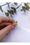 Stone Detailed - Gold Color Curved Double Ring - 3