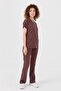 Happiness Spaniard - Stretch Fabric Doctor Nurse Scrubs Uniform Surgical Set (WOMEN), Chocolate - 6