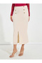 Button Detail Midi Skirt with Split Hem - 2