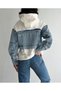 Women's White Zippered Pocket Jeans Detailed Hooded Design Jacket - 5