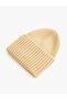 Elastic Knitted Beret with Wide Layers on the Edges - 2