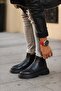 - حذاء تشيلسي جلد أسود للرجال - 2
