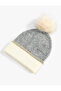 Plush Pompom Knitted Beanie with Elastic - 2