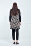 Women's Mink Leaf Patterned Long Winter Knitwear Mother Vest with Pockets - 6