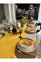 Aura Cotton Stain-Resistant Yellow Long Runner (Napkins Not Included) - 2