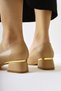 Cindie Nud, Beige Asymmetrical Buckle Detailed Short Heeled Women's Shoes - 3