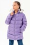 Girl's Lilac Fleece Inside Furry Waterproof Thick Removable Hooded Coat Coat - 2