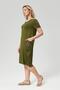 Women's Large Size Khaki Dress with Pocket and Sleeve Mesh Detail - 4