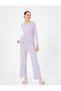 Long Sleeve Pajama Top Crew Neck Textured Modal - 2