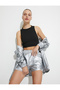Tights Shorts Metallic Shiny Sports Short Pocket with Water Repellent Features