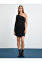 One Shoulder Dress Mini Slit Detailed Draped - 3