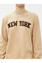 City Printed College Sweatshirt - Crew Neck, Long Sleeve, Raised - 5