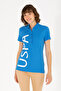 Women's Cobalt Blue Polo Collar T-Shirt 50262939-Vr045 - 4