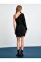 One Shoulder Dress Mini Slit Detailed Draped - 4