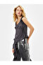 Ruffled Sleeveless Blouse Asymmetrical Cut Round Neck