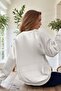 Women's White City of Angels Printed 0 Zero Neck Oversize Loose Fit Fleece Sweatshirt - 4