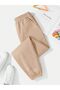 Beige Waist Elastic 3 Thread Thick Cotton Women's Jogger Sweatpants