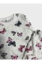Girl's Cotton White Butterfly Patterned Long Sleeve Seasonal Pajamas Set - 3