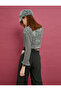 Long Sleeve T-Shirt Crop Glitter Detailed Openwork Spanish Sleeves Comfortable Fit - 5