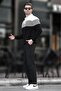 Black Zipper Collar Color Block Long Sleeve Sweater 7262 - 4