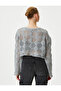 Openwork Crop Sweater Crew Neck Long Sleeve - 4