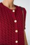 Women's Burgundy Hair Knit Gold Buttoned Short Sleeve Cardigan - 5