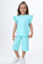 Girl's Sleeve Guipure Detailed Capri Set