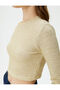Crop Sweater Glittery Crew Neck Long Sleeve - 5