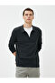 Polo Neck Sweater Zipper Slim Fit Long Sleeve