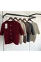 Women's Burgundy Hair Knit Gold Buttoned Short Sleeve Cardigan - 7