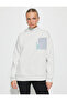 High Collar Sweatshirt Printed Low Shoulder - 3