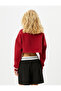 Printed Crop Sweatshirt Long Sleeve Crew Neck Cotton - 4