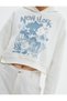 Crop Hooded Sweatshirt Raised Printed Cotton - 5