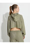 Sport Crop Hooded Oversize Sweatshirt Modal Fabric Long Sleeve - 4