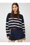 Crop Knitwear Sweater Crew Neck Long Sleeve with Hair Braid Motif - 2