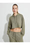 Sport Crop Hooded Oversize Sweatshirt Modal Fabric Long Sleeve - 3