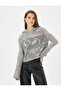 Openwork Knitwear Sweater Hood Detailed Glitter - 3