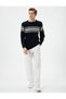Crew Neck Pullover Slim Fit Color Blocked Long Sleeve