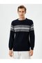 Crew Neck Pullover Slim Fit Color Blocked Long Sleeve - 3