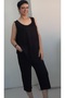 Black Strap T-Shirt Pocket Capri Casual Bottom Top Combed Cotton Viscose Pajamas Set - 3