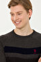 Men's Gray Melange Crew Neck Sweater 50255272 -Vr086 - 2