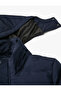Inflatable Jacket Hooded Label Printed Pocket Detailed Zippered Snap Button - 8