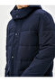 Inflatable Jacket Hooded Label Printed Pocket Detailed Zippered Snap Button - 5