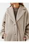 Boucle Coat - Oversize, Buttoned and Pocket Detailed - 6