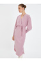 Midi Double Breasted Dress Long Sleeve Tie Detail - 2